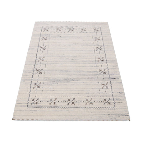 Ivory Gabbeh Border Design Hand Loomed Wool Rug