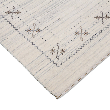 Ivory Gabbeh Border Design Hand Loomed Wool Rug