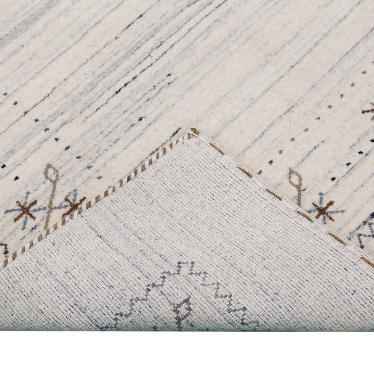 Ivory Gabbeh Border Design Hand Loomed Wool Rug