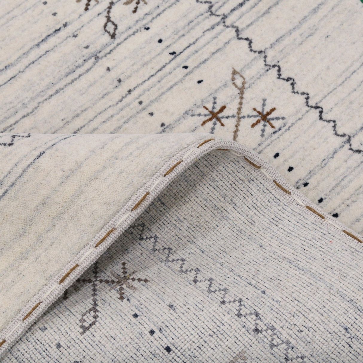 Ivory Gabbeh Border Design Hand Loomed Wool Rug