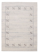 Ivory Gabbeh Border Design Hand Loomed Wool Rug