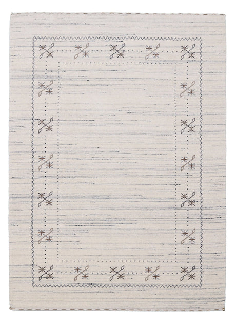 Ivory Gabbeh Border Design Hand Loomed Wool Rug