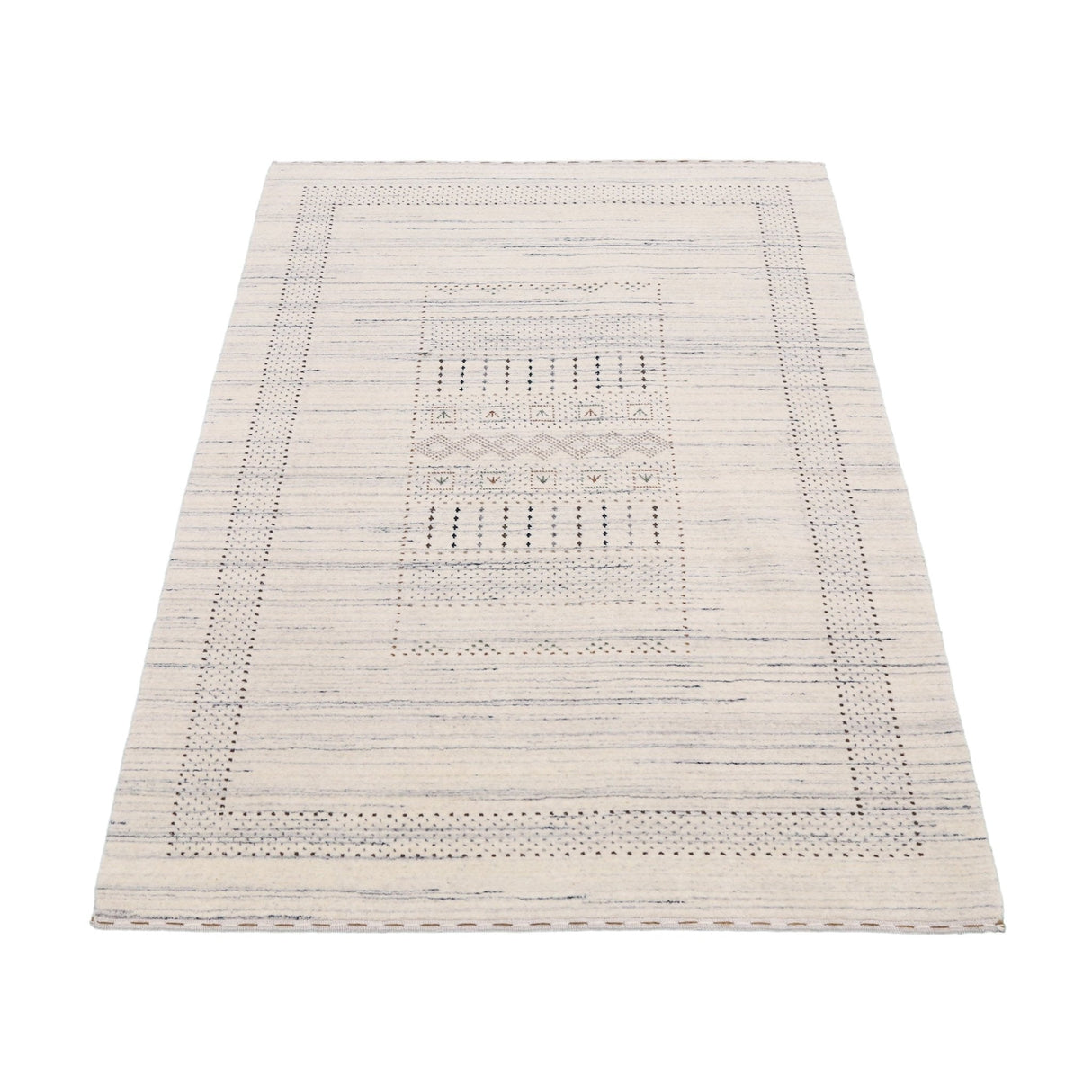 Ivory Gabbeh Design Hand Loomed Wool Area Rug