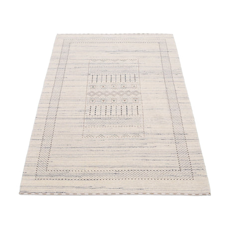 Ivory Gabbeh Design Hand Loomed Wool Area Rug