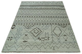 Ivory, Gray and Charcoal Hand Knotted Multi size Southwestern wool area Rug