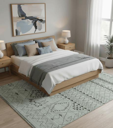 Ivory, Gray and Charcoal Hand Knotted Multi size Southwestern wool area Rug