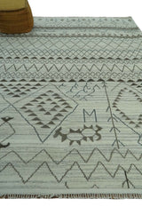 Ivory, Gray and Charcoal Hand Knotted Multi size Southwestern wool area Rug