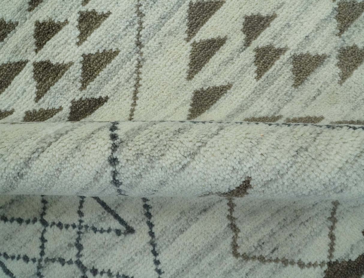 Ivory, Gray and Charcoal Hand Knotted Multi size Southwestern wool area Rug