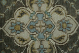 Ivory, Green and Beige Traditional Medallion Hand knotted Multi Size wool Area Rug