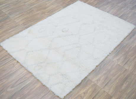 Ivory Modern Style Handmade Wool Area Rug