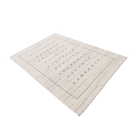 Ivory Modern Tribals Design Hand Loomed Wool Area Rug