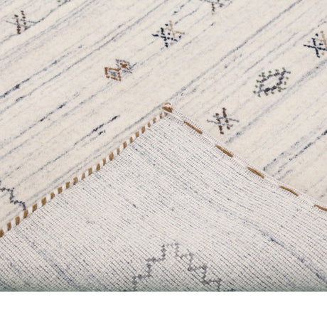 Ivory Modern Tribals Design Hand Loomed Wool Area Rug