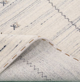 Ivory Modern Tribals Design Hand Loomed Wool Area Rug