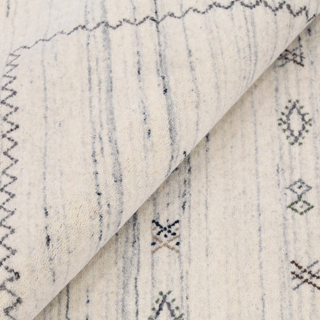 Ivory Modern Tribals Design Hand Loomed Wool Area Rug