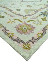 Ivory, Purple and Olive Floral Oushak Hand Tufted Custom Made wool rug