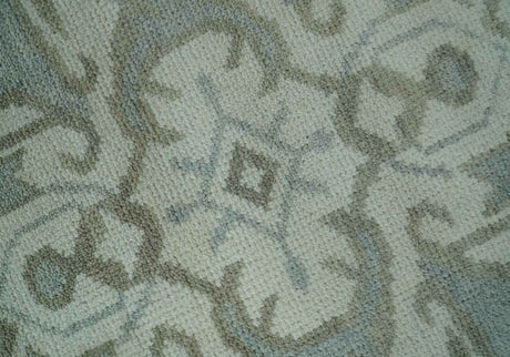 Ivory, Silver and Olive Traditional Heriz Medallion Hand Knotted Multi Size wool Area Rug