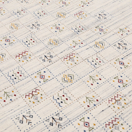 Ivory Tribal Design Hand Loomed Wool Area Rug