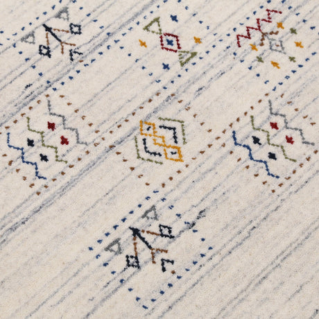 Ivory Tribal Design Hand Loomed Wool Area Rug