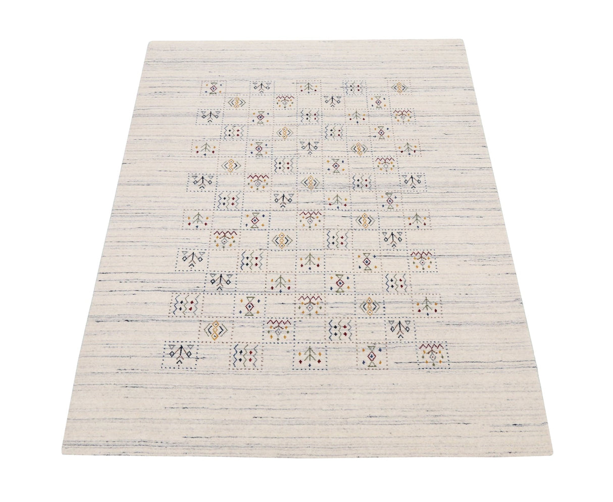 Ivory Tribal Design Hand Loomed Wool Area Rug