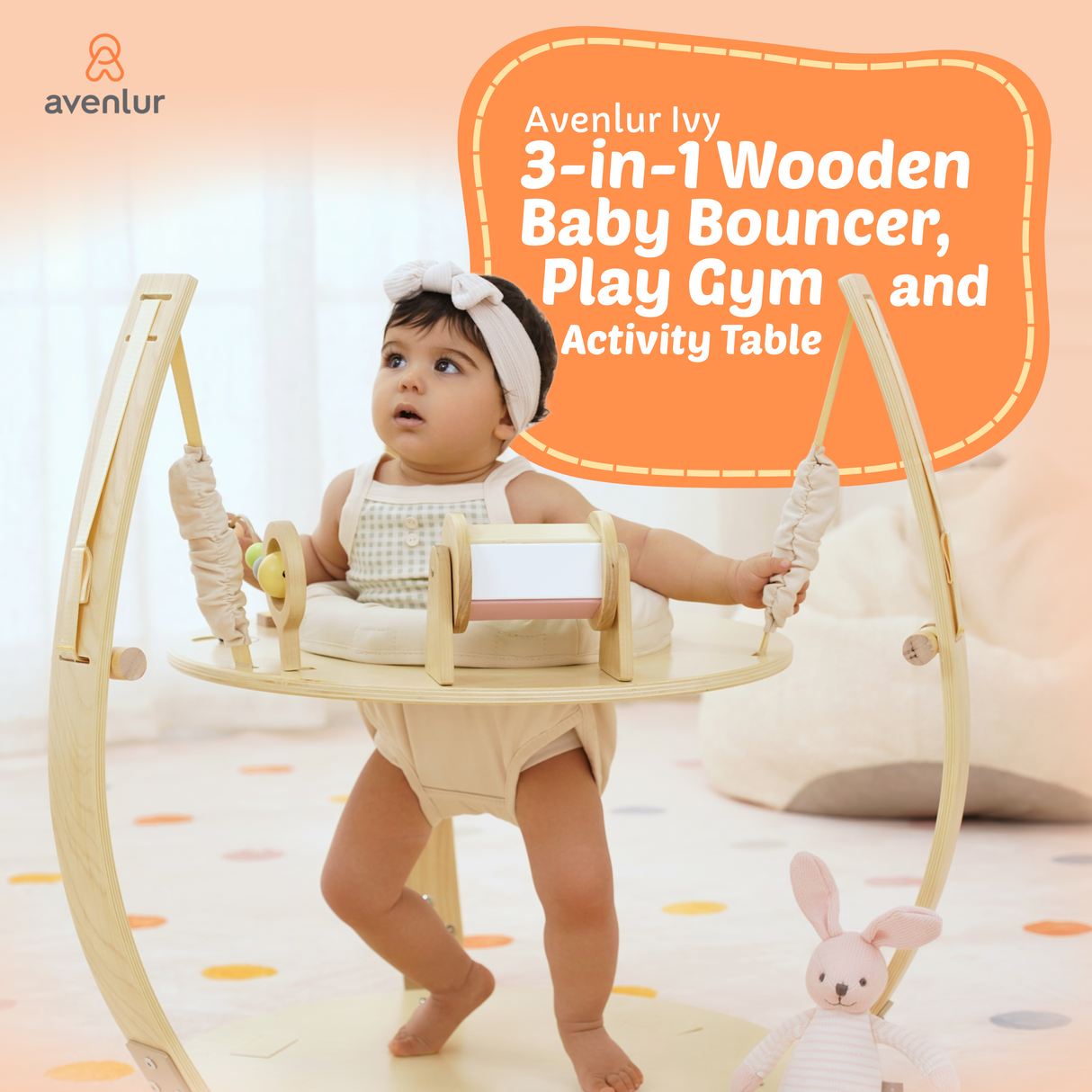Ivy | 3-in-1 Baby Bouncer, Gym & Toddler Activity Table