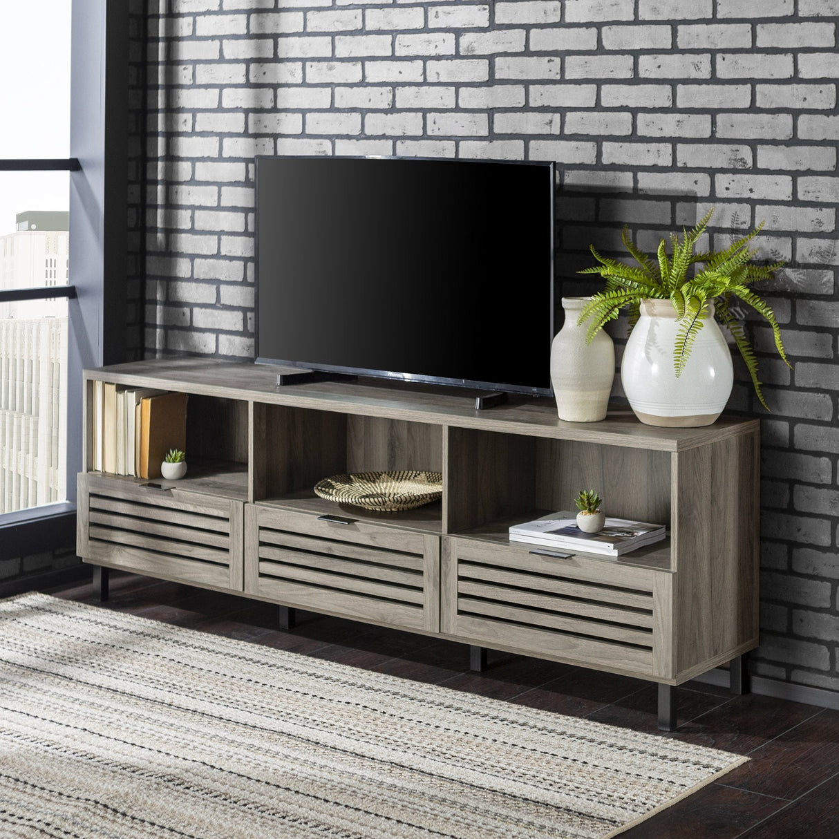 Jackson Slatted Media Console-Entertainment-Parc Decor