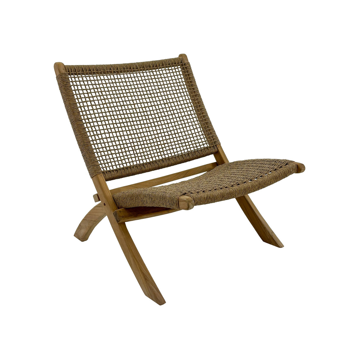 Jamaican Natural Outdoor Folding Lounge Chair with Polystrand Seat