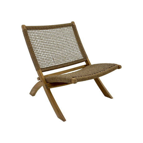 Jamaican Natural Outdoor Folding Lounge Chair with Polystrand Seat-chair-Parc Decor