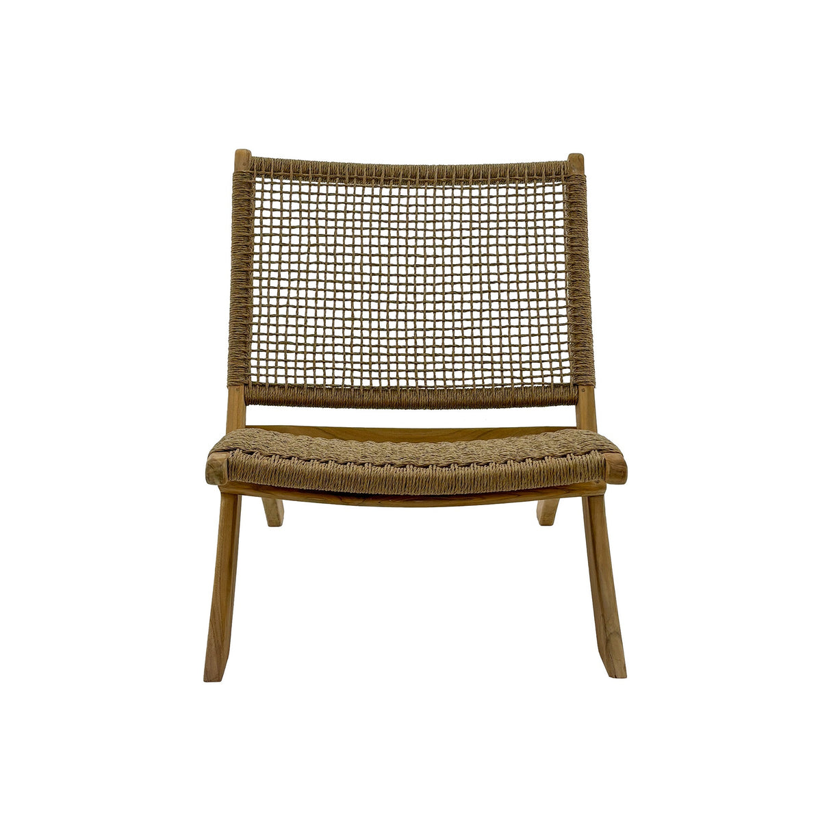 Jamaican Natural Outdoor Folding Lounge Chair with Polystrand Seat-chair-Parc Decor