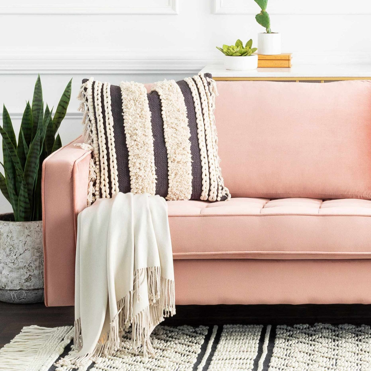 Janamuato White Geometric Cement Planter-Decor-Parc Decor