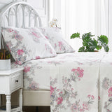 Jardin De Rose Printed Cotton Percale Sheet Set-Bed Sheets-Parc Decor