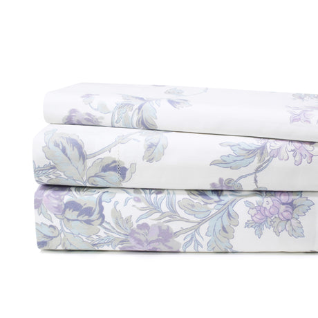 Jardin De Rose Printed Cotton Percale Sheet Set-Bed Sheets-Parc Decor