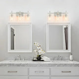 Jasper 3-Light Modern Clear Glass Bathroom Vanity Light, Black & Nickel