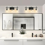 Jasper 3-Light Modern Clear Glass Bathroom Vanity Light, Black & Nickel