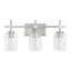 Jasper 3-Light Modern Clear Glass Bathroom Vanity Light, Black & Nickel