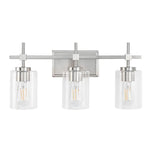 Jasper 3-Light Modern Clear Glass Bathroom Vanity Light, Black & Nickel