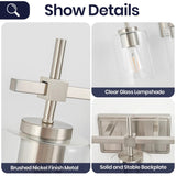 Jasper 3-Light Modern Clear Glass Bathroom Vanity Light, Black & Nickel-壁灯-Parc Decor