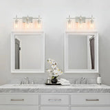Jasper 3-Light Modern Clear Glass Bathroom Vanity Light, Black & Nickel-壁灯-Parc Decor