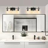 Jasper 3-Light Modern Clear Glass Bathroom Vanity Light, Black & Nickel-壁灯-Parc Decor