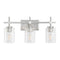 Jasper 3-Light Modern Clear Glass Bathroom Vanity Light, Black & Nickel-壁灯-Parc Decor