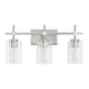 Jasper 3-Light Modern Clear Glass Bathroom Vanity Light, Black & Nickel-壁灯-Parc Decor