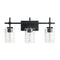 Jasper 3-Light Modern Clear Glass Bathroom Vanity Light, Black & Nickel-壁灯-Parc Decor
