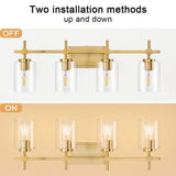 Jasper Black & Gold Clear Glass 4-Light Bathroom Vanity Light