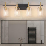 Jasper Black & Gold Clear Glass 4-Light Bathroom Vanity Light