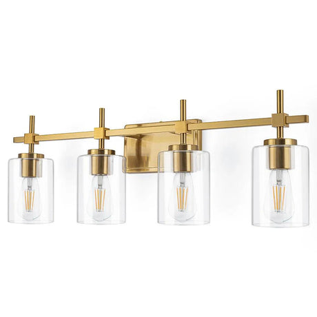 Jasper Black & Gold Clear Glass 4-Light Bathroom Vanity Light-壁灯-Parc Decor