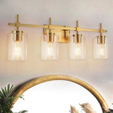 Jasper Black & Gold Clear Glass 4-Light Bathroom Vanity Light-壁灯-Parc Decor