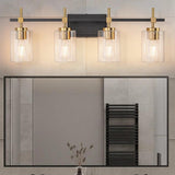 Jasper Black & Gold Clear Glass 4-Light Bathroom Vanity Light-壁灯-Parc Decor