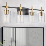 Jasper Black & Gold Clear Glass 4-Light Bathroom Vanity Light-壁灯-Parc Decor