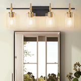 Jasper Black & Gold Clear Glass 4-Light Bathroom Vanity Light-壁灯-Parc Decor