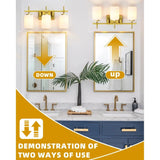 Jasper Gold Modern Frosted Glass 3-Light Bathroom Vanity Light