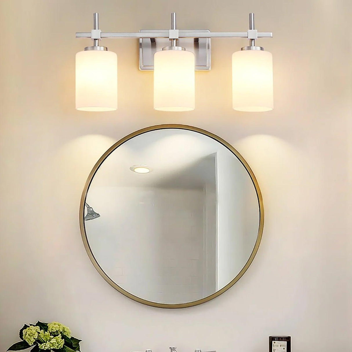 Jasper Gold Modern Frosted Glass 3-Light Bathroom Vanity Light-壁灯-Parc Decor